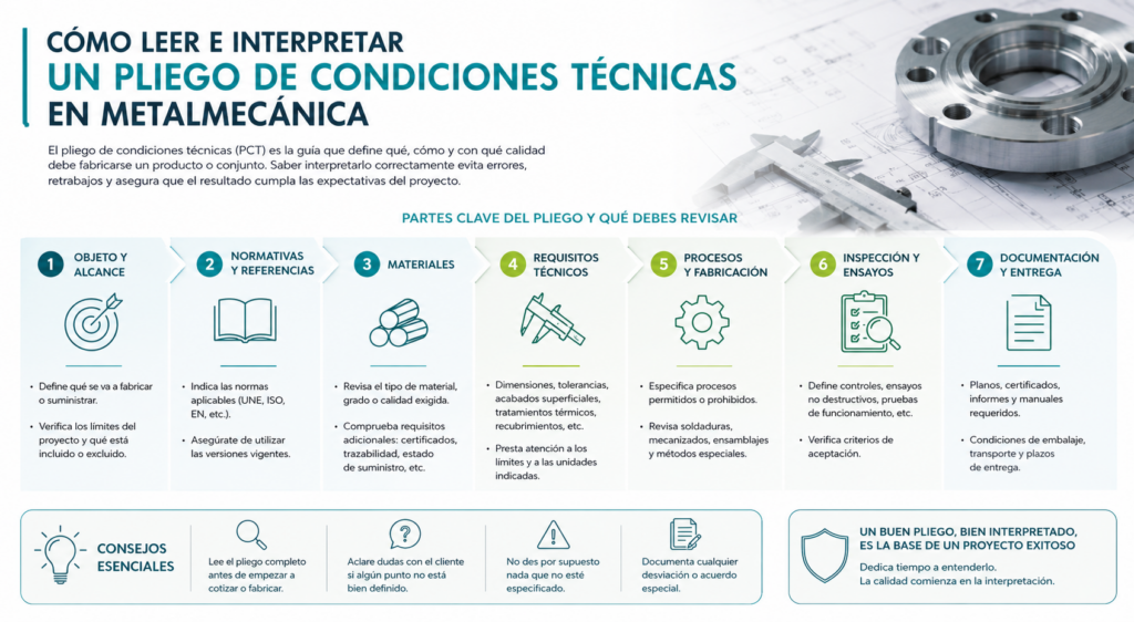 como leer un pliego de condiciones tecnicas en ingeniería metalmecánica